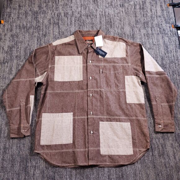 Vintage Y2K Enyce Denim Patchwork Brown Jacket Mens Size Larger NWT - Picture 2 of 16